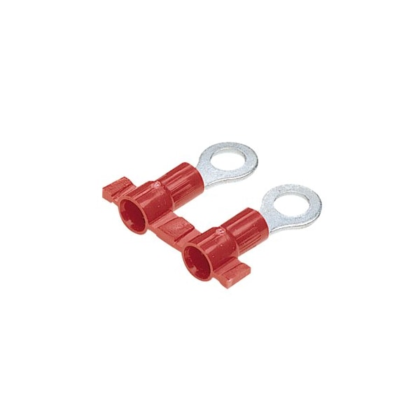 Ring Terminal, M3 Stud Size, 18 AWG, 600 V, Vinyl Insulated, Red, Crimp Termination Only, 3000 PK